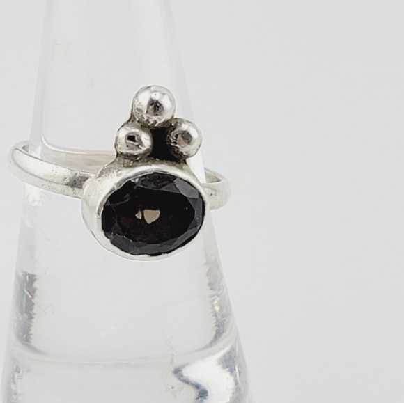 SMOKY QUARTZ CRYSTAL PRINCESS RING HANDMADE IN STERLING SILVER METAL 7.5 - Picture 3 of 8